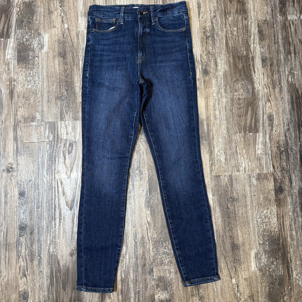 Good American Good Waist Chewed Back Jeans Size 6/28 Style GWCBP633OP Indigo 203